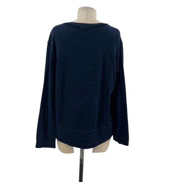 Monrow Supersoft Crew Neck Sweatshirt Long Sleeve Navy Blue Size Large - Picture 7 of 10